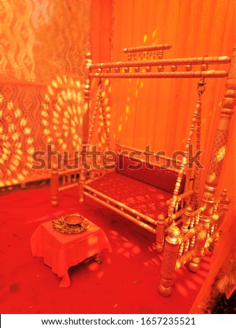 Traditional Wedding Ceremony Beautiful Culture Of India or decorated turmeric plate for Haldi Ceremony