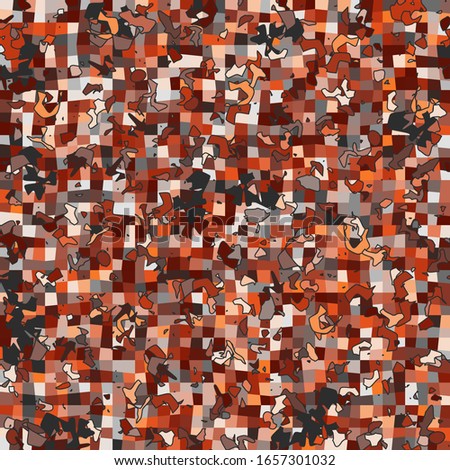 Seamless pattern. The checkered structure intersects with broken lines. Copper shades.