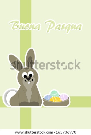 Happy Easter - Easter card with Easter bunny - french text