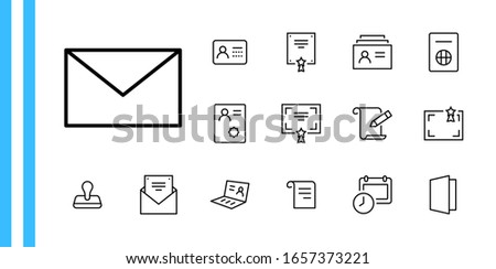 Set of Legal Documents Related Vector Line Icons. Contains such Icon as Visa, Contract, Declaration, License, Permission, Grant and more. Editable Stroke. 32x32 Pixels Royalty-Free Stock Photo #1657373221