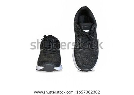 Sport shoes Black Sneakers isolated on isolated white background with clippingpath. 
