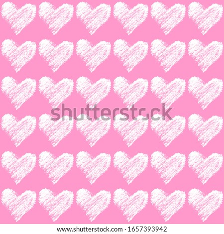 Seamless pattern with color pencil hearts. Romantic love hand drawn background texture. For greeting cards, wrapping paper, packaging, wedding, birthday, fabric, Valentine's Day, mother's Day.