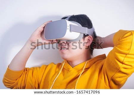 People wearing vr virtual reality and glasses