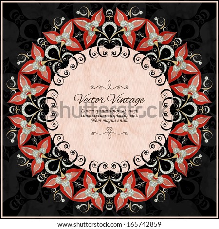 Elegant Indian ornamentation on a vintage background. Stylish design. Can be used as a greeting card or wedding invitation
