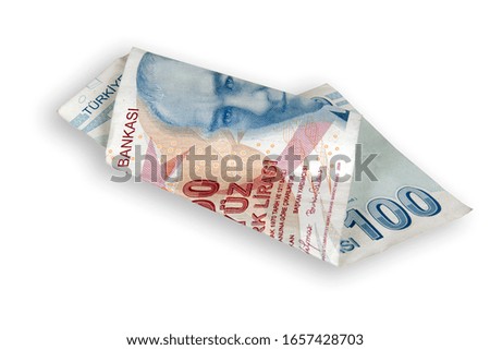 Hundred  Turkish Banknote with Clipping Path