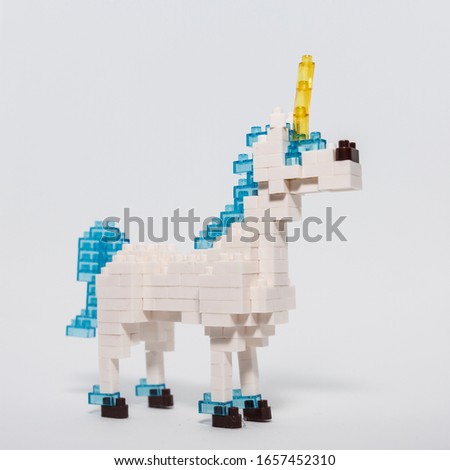 Unicorn made out of building blocks