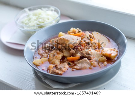 Traditional Beef Stew, Goulash with meat and vegetables Stock photo