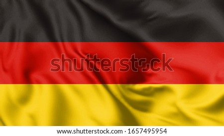 Germany flag blowing in the wind. Background texture. 3d Illustration. Royalty-Free Stock Photo #1657495954
