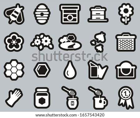 Honey Making & Bee Keeping Equipment Icons White On White Sticker Set Big