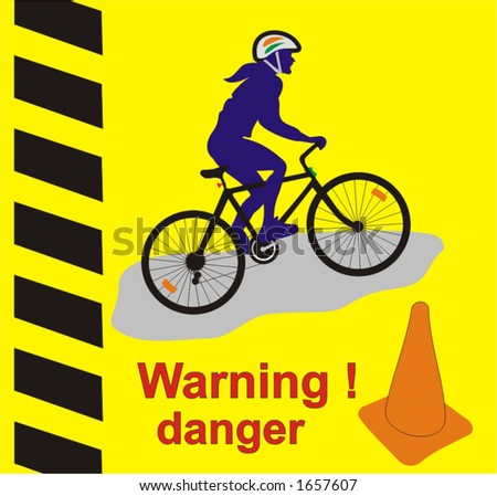 danger, works in progress - vector illustration symbolizing that bike riders should take caution because of the construction works