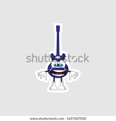 color sticker with funny cartoon character isolated on white. guitar cartoon characters. you can use for stickers, pins or patches