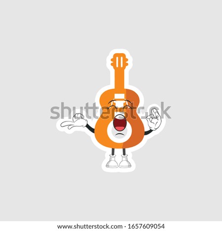 guitar cartoon characters design with expression. you can use for stickers, pins or patches
