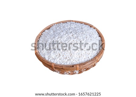 Top view of sticky rice Thai traditional agriculture in the north and north east of Thailand, isolated on white background with clipping path.   