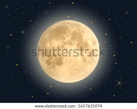 Full moon with star , Vector Royalty-Free Stock Photo #1657631074
