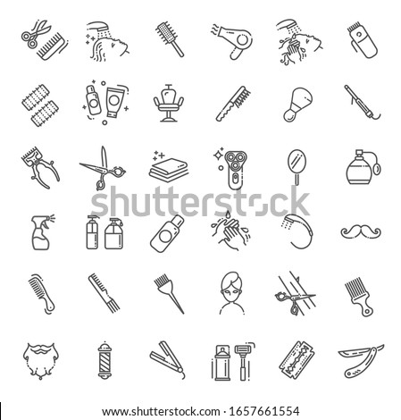 Barbershop and beauty salon vector icons set Royalty-Free Stock Photo #1657661554
