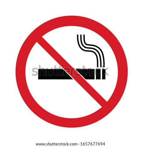Vector illustration no smoking prohibition sign. Vector icon isolated on white background. Prohibition sign.