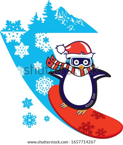 Attractive penguin enjoys some winter sports activities