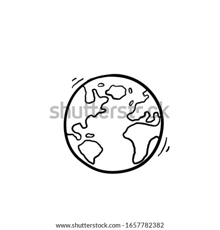 hand drawn Globe icon. Vector illustration. Flat doodle design. cartoon style vector isolated Royalty-Free Stock Photo #1657782382