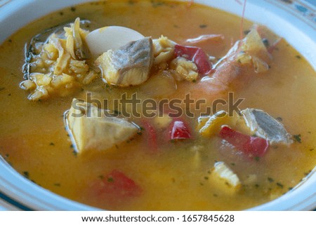 Plate with fish soup Canary islands Spain