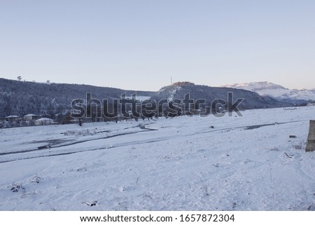 Nature in the winter. Beautiful winter landscape, snowy mountains.