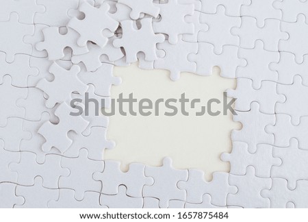 Pieces of jigsaw puzzle on white background.