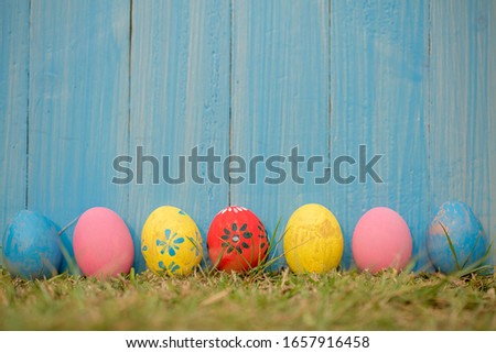 Easter background with Easter eggs. Happy Easter. Vintage style toned picture