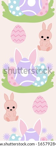 Vertical seamless border with colorful eggs and bunny ears,perfect to use on the web or in print