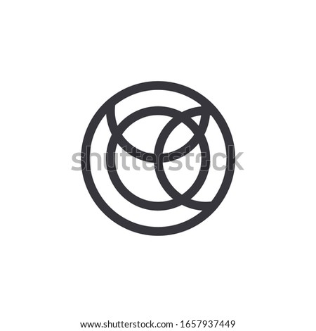 Symbol circle icon abstract line art, sign round and ellipse, globe, network, communication, corporate, logo template
