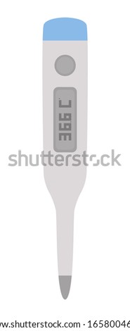 Vector flat thermometer icon. Medical equipment picture isolated on white background. Healthcare, research and laboratory concept. Health check or treatment clip art