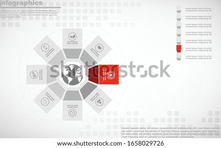 illustrations vector of 3d infographics design and business marketing icons with 8 options or processes layout, diagram, annual report, web design. eps10