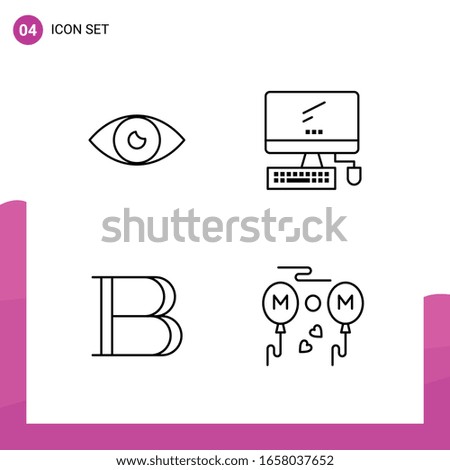 Outline Icon set. Pack of 4 Line Icons isolated on White Background for responsive Website Design Print and Mobile Applications.