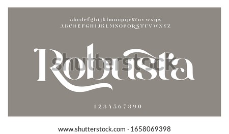 Elegant alphabet letters font and number. swoosh Classic Lettering Minimal Fashion Designs. Typography fonts regular uppercase and lowercase. vector illustration Royalty-Free Stock Photo #1658069398