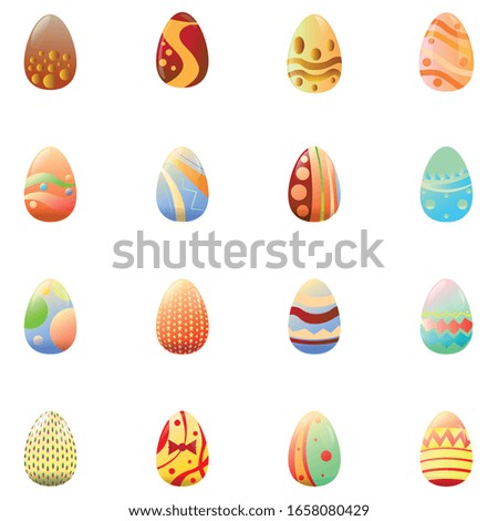 Set of decorated easter eggs - Vector illustrtion