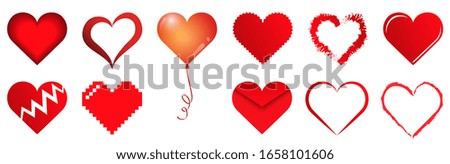 EPS vector collection of different hearts symbolizing love, for valentine time