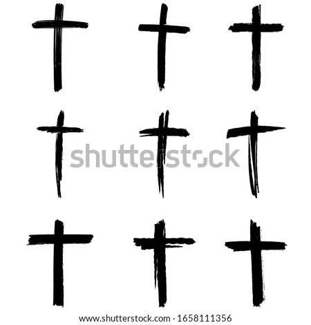 Christian cross. collection of signs of the cross. Easter, symbol of Christianity hand drawn vector illustration sketch