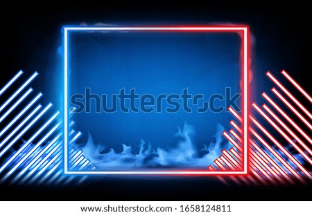 abstract background of red and blue sci-fi technology with neon square frame