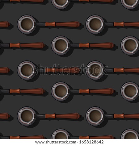 Seamless pattern Cezve. View from above. Vectron illustration. Isolated objects from the background.