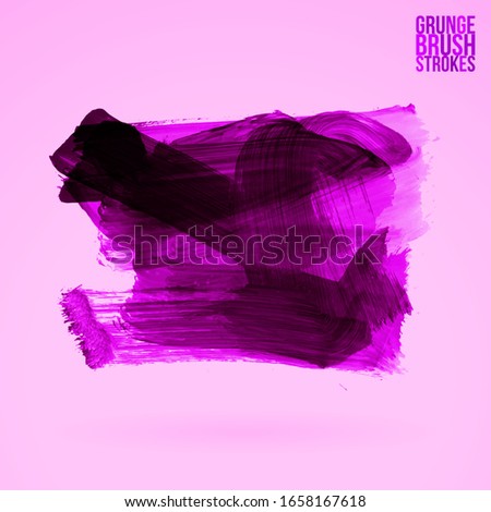 Purple brush stroke and texture. Grunge vector abstract hand - painted element. Underline and border design.
