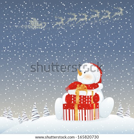 Snowman on Christmas eve 