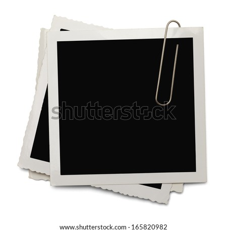 Old Photo with Copy Space and Paper Clip Isolated on White Background.