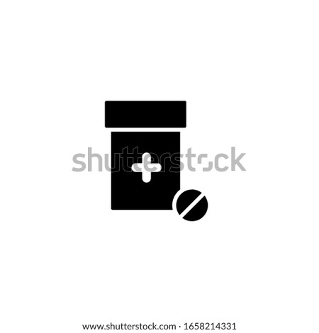 Bottle and pill icon template. Vector illustration  