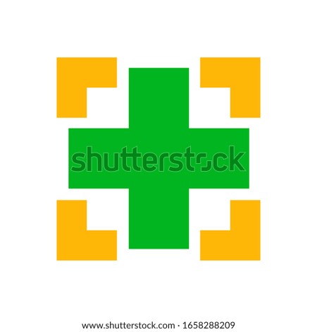 SImple flat plus icon with abstract shape vector