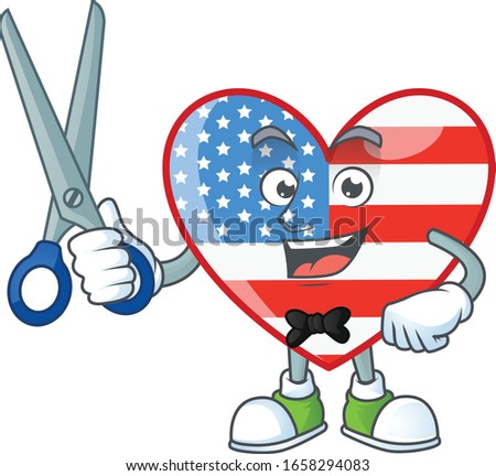 Happy smiling barber independence day love mascot design style
