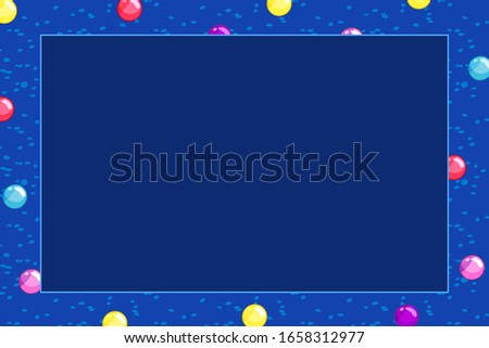 Cute banner with fun colorful balls and empty space for your announcements, advertisements, flyers, invitations. Decorative abstract frame for photo and pictures. Vector illustration