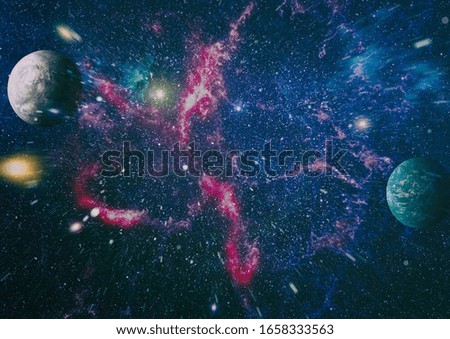 Sparkle shinny blue star particle motion on black background, starlight nebula in galaxy at universe Space background. This image furnished by NASA