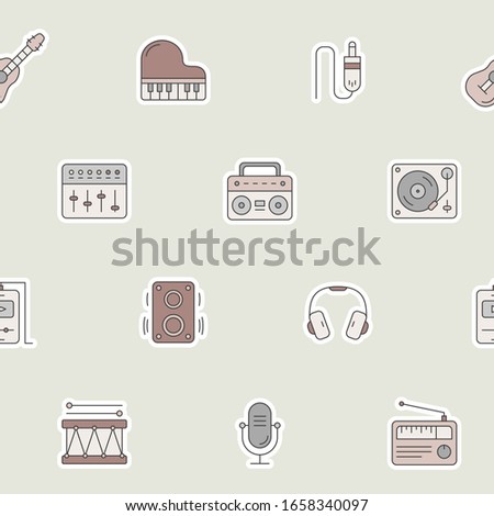 Music - Vector color background (seamless pattern) of sound equipment for graphic design
