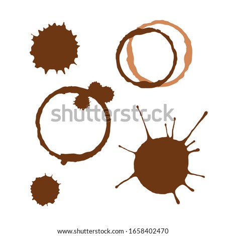 Coffee blobs as design elements isolated on white. Hand drawn sketch style. Vector illustration for food and drink design.