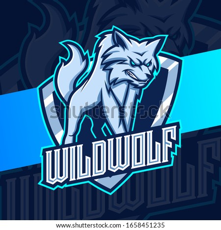 white wolf mascot esport logo design character