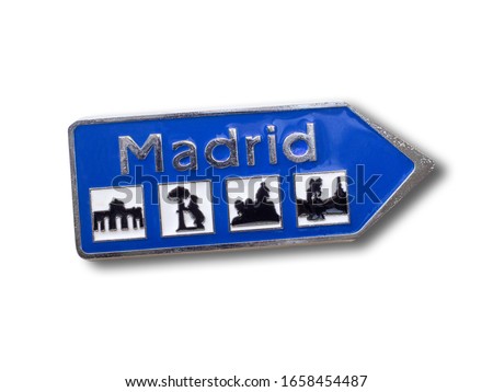 Madrid (Spain) souvenir refrigerator magnet isolated on white background