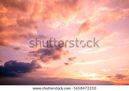 Colorful cloudy sky at sunset. Gradient color. Sky texture, abstract nature background Royalty-Free Stock Photo #1658472310